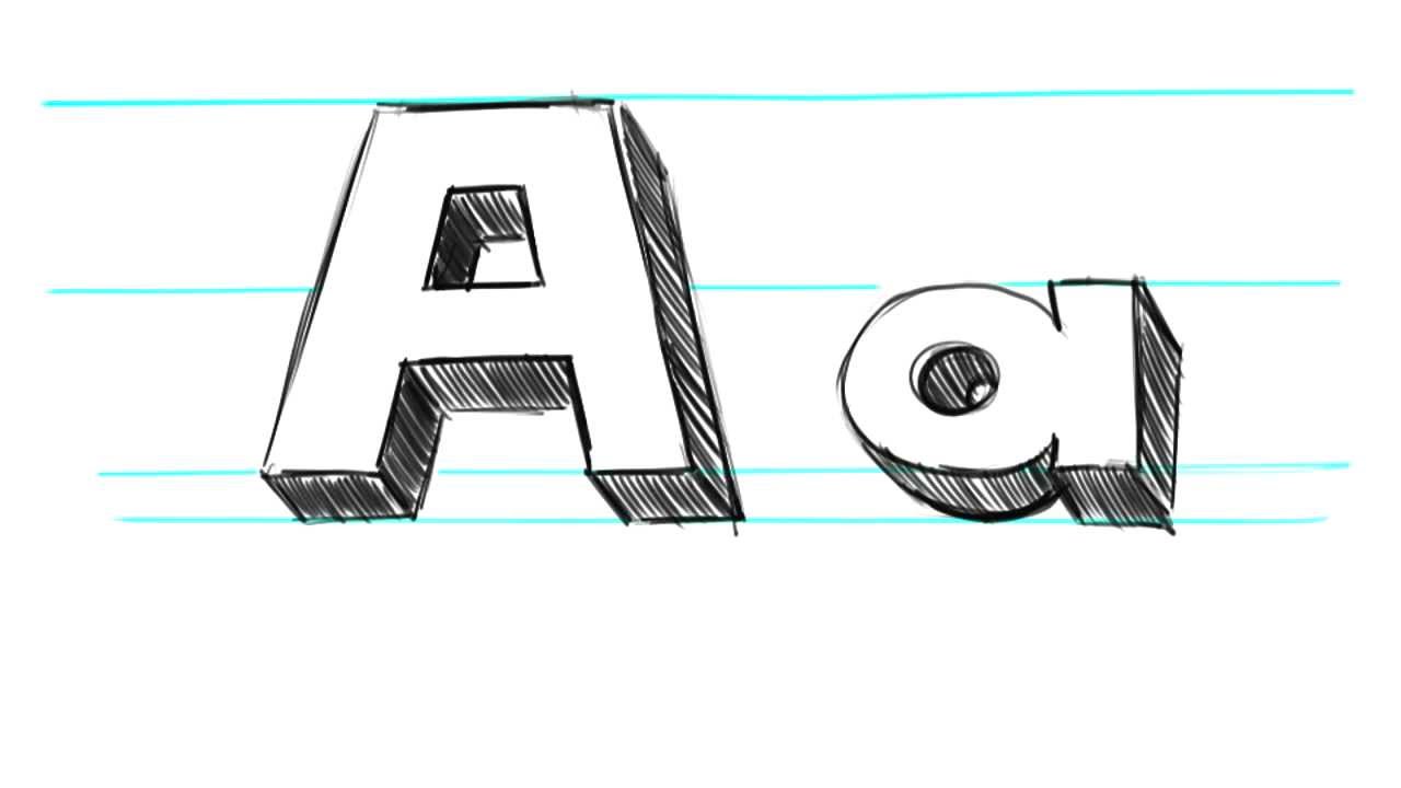 How to Draw 3D Letters A - Uppercase A and Lowercase a in 90 Seconds ...