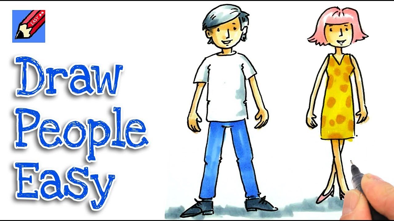 Cartoon How To Draw A Sketch Of A Person Easy with simple drawing