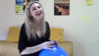 82 Beat The Contest Without Using Your Hands Challenge With Blonde Girl Blows On Big Pop Baloon