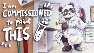 Watercolor commission process | Panda Chemist | Art n’ Chat