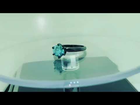 1.01 Carat VS2 Blue Diamond Engagement Ring, Vintage Six Prong Solitaire Ring, 14K Black Gold Handmade Certified 1.01 Carat VS2 Blue Diamond Engagement Ring, Vintage Six Prong Solitaire Ring, 14K Black Gold Handmade Certified