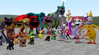 All Smiling Critters Giant Forms Vs All The Amazing Digital Circus In Garry's Mod (Poppy Playtime 3)