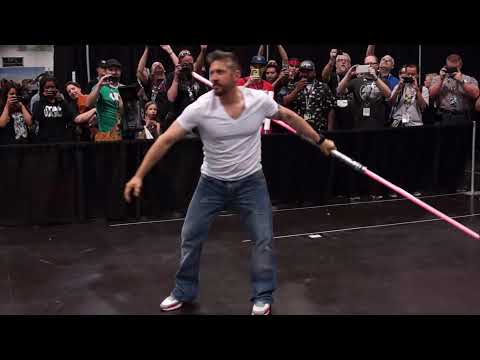 Ray Park (Darth Maul) and a double-bladed lightsaber