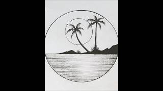 Circle Scenery Drawing #Drawing #Drawingtutorial #Pencilsketch #Shorts #Artvideo