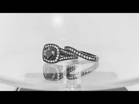 Black Diamond Engagement Ring Set, Vintage Wedding Rings Sets, 14K Black Gold 1.82 Carat Handmade Halo Pave Certified Black Diamond Engagement Ring Set, Vintage Wedding Rings Sets, 14K Black Gold 1.82 Carat Handmade Halo Pave Certified
