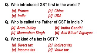 30 IMPORTANT GST MCQ || Goods and Services Tax MCQ