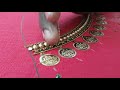 Lakshmi coin neck design in Aari embroidery