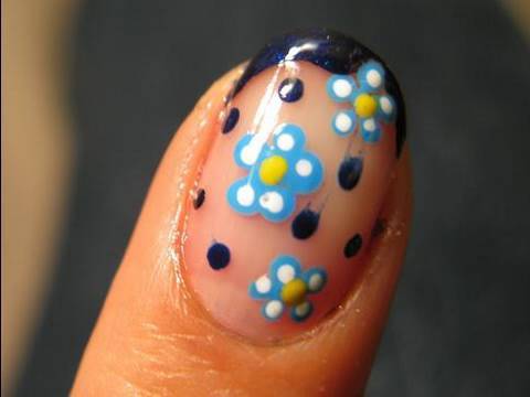 Nail Art Tutorial Free Hand - Midnight Snow flower easy design for short nails julieg713 inspired. Nail Art Tutorial Free Hand - Midnight Snow flower easy