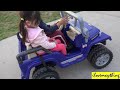 Hulyan & Maya Riding a Jeep Wrangler Power Wheels Ride-On by Fisher Price