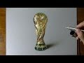 Drawing time lapse: FIFA world cup trophy (Germany won it) - hyperrealistic art