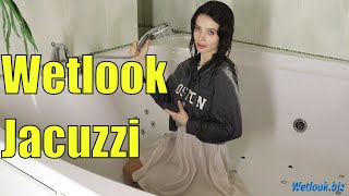 Wetlook Girl In The Jacuzzi Fully Dressed In A Sweatshirt | Wetlook Tights