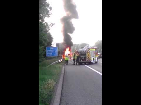 Video of BMW X5 On fire on M4 motorway
