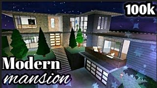 Warm Hillside Modern Mansion- 100k( No Large Plot) Tour and speed build on  my yt channel : justkely @bloxburg_decals_prestox…
