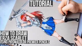 How to Draw Erza Scarlet From Fairy Tail using coloured Pencils