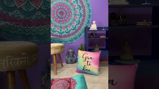Cantinho Zen Completo Manta Mandala, Budas, Cristais, Almofadas E Banco De Meditação