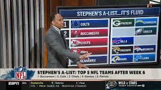 First Take Stephens A-List Top 5 Nfl Team After Week 6 Bucs, Colts, Chiefs, Steelers, Patriots