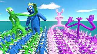 Rainbow Friends Green Blue Vs Rainbow Friends Purple Pink - Animal Revolt Battle Simulator