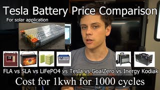 Off-grid Solar Battery Price Comparison: Tesla vs. FLA vs. SLA vs. LiFePO4 vs. Tesla