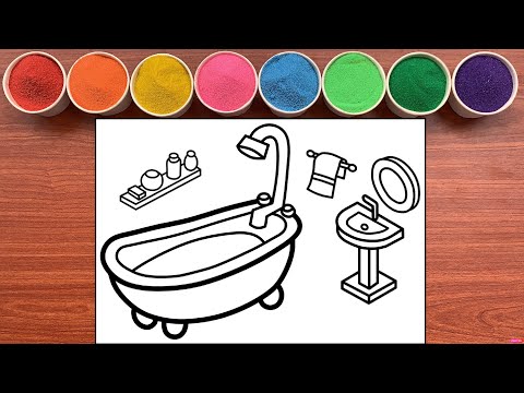 Tô Màu Tranh Cát PHÒNG TẮM CỦA CÔNG CHÚA - Colored Sand Painting Pink Bathtub For Princess