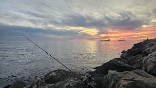 Pêche Au Crabe Au Coucher Du Soleil