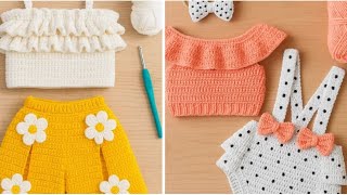 Örgü Kız Bebek Elbiseleri Alt Üst Takım Kombin Elbise Modelleri