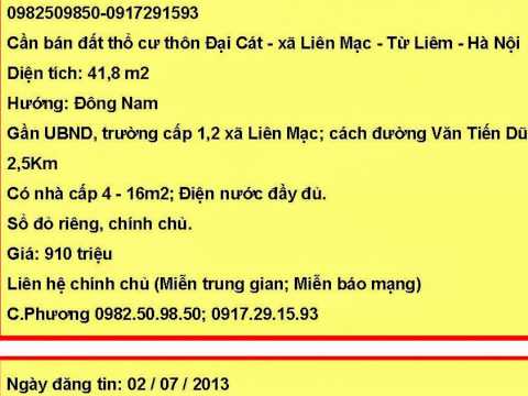 Bán đất thổ cư thôn Đại Cát, Liên Mac