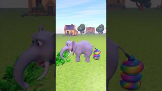 Funny Cartoon Elephant Eats Watermelon