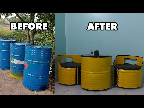 Bàn ghế đẹp giá rẻ làm từ Thùng phi | DIY A CHAIR WITH OIL BOX! | Đạo Smart