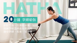 20分鐘哈達孕婦瑜伽,針對下半身,改善孕期腳水腫及抽筋,舒緩腰酸骨痛,鍛鍊核心及腿部肌肉,維持孕期健康及順產,適合孕婦、長者及下半身綳緊人士 | 20 min Hatha Prenatal Yoga