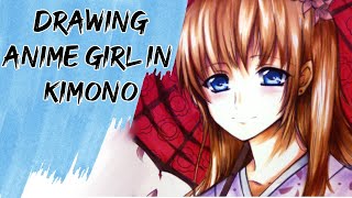 drawing anime girl in kimono