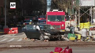Car hits outdoor dining structure in NYC, 7 hurt