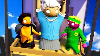 Saving Granny From Broken Elevator - Gang Beasts Funny Moments