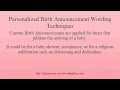 Watch Personalized Birth Announcement Wording Techniques Video