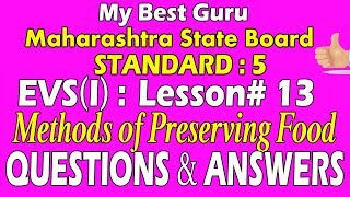 Methods of Preserving Food SSC Maharashtra State Board standard 5 Science Lesson No 13