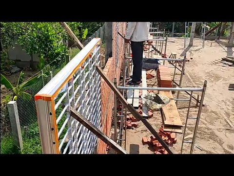 cách xây tường 10 gắn cửa sổ vách phòng khách ngôi nhà nóc thái