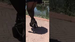 Victoria Devil- Miniskirt, Red Corset And High Heels Walking