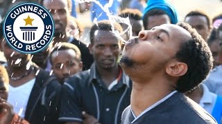 Longest Time To Spray Water From The Mouth - Guinness World Records