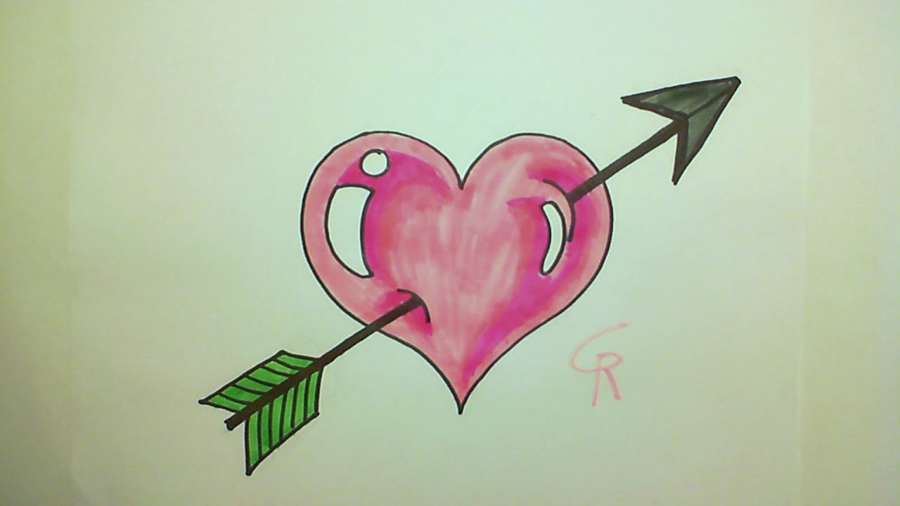 Learn How To Draw A Cute Heart with an Arrow -- iCanHazDraw! - YouTube
