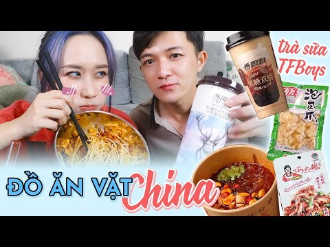 THỬ ĐỒ ĂN VẶT TRUNG QUỐC ĐANG HOT, TRÀ SỮA TFBOYS NGON QUÁ 😋 HƯƠNG WITCH vs Hiu
