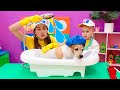 Vlad and Niki learn how to take care of animals and visit a pet salon