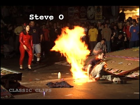 Steve O Fire Stunt Tampa Pro 2000 Skateboard Contest Classic Clip