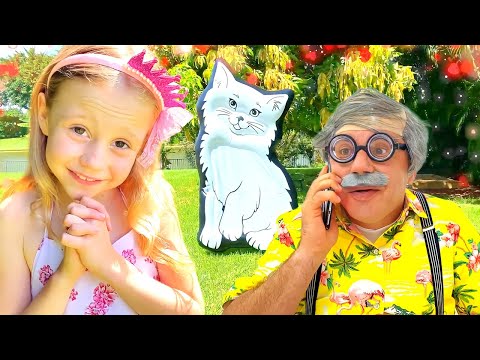 Nastya chơi với ông nội trên tấm bạt lò xo khổng lồ