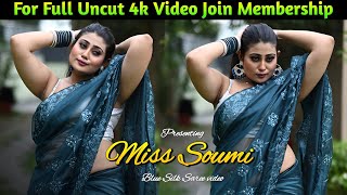Soumi Saha Blue Transparent Saree Video Bong Saree Sundori Saree Lover High Saree Fashion