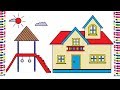 Hướng dẫn vẽ và tô màu ngôi nhà|| Em học vẽ Paint trên máy tính