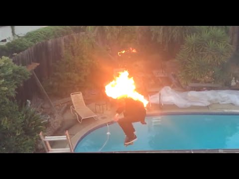 Skater Sets Himself On Fire And Skates Off His House