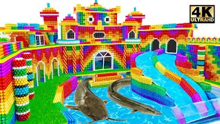 30 Days Building 1M Dollars Water Slide Park Into Underground Swimming Pool House For Eel & Catfish