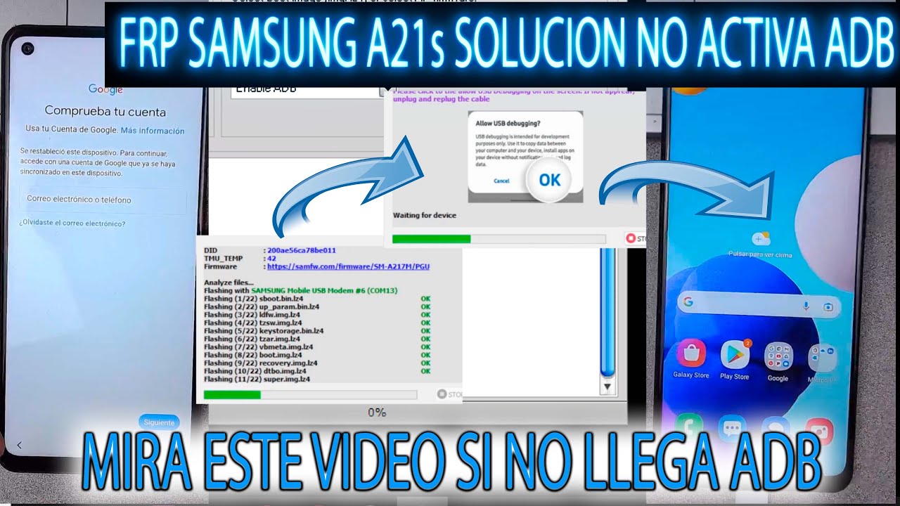 FRP SAMSUNG A21s SOLUTION DOES NOT ARRIVE ADB MESSAGE REMOVE FRP SAMSUNG A21s SOLUTION DOES NOT ARRIVE ADB MESSAGE REMOVE