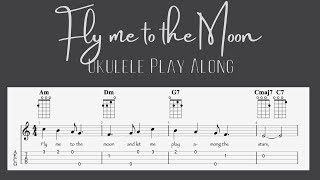 Fly me to the Moon Ukulele Play Along with music on Screen