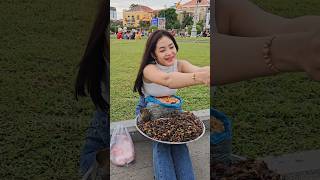 Hardworking Cambodian Young Girl Sells Fried Crickets #Shorts