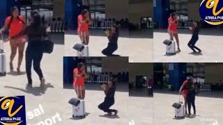 Lsbian Kneeling To Propose To Her Girlfriend At Kia Terminal 3 Pop Up